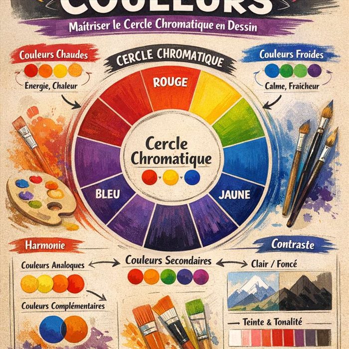 Théorie des couleurs : maîtriser le cercle chromatique en dessin