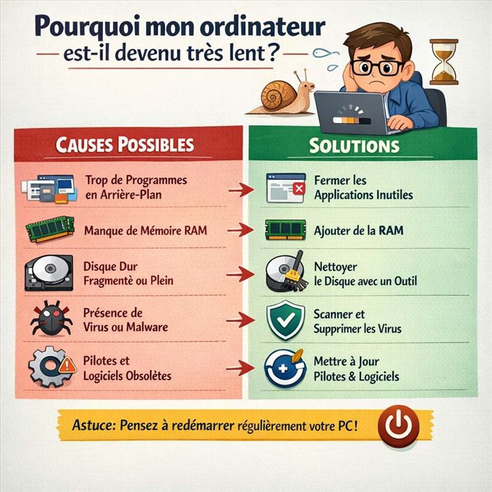 Pourquoi mon ordinateur est-il devenu très lent ? Causes et solutions