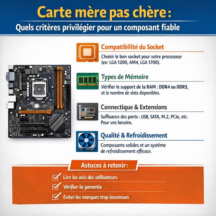 Carte mère pas chère : quels critères privilégier pour un composant fiable ?